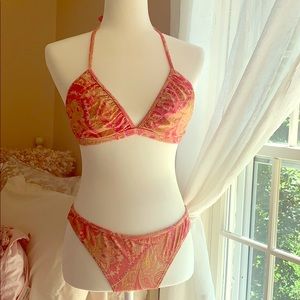 Pink and Gold Paisley Bikini